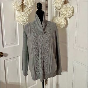 Karen Scott Collared Cowl Button Neckline Sweater